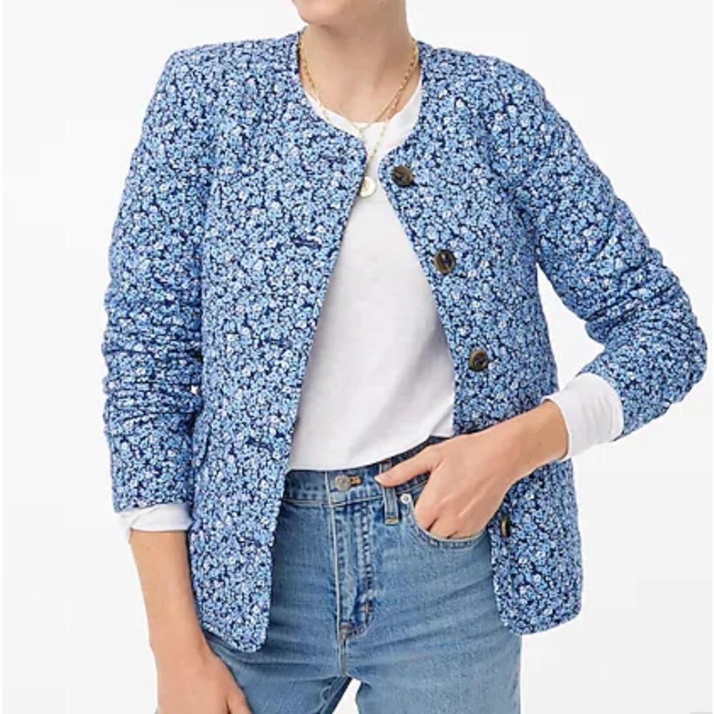NWT🧥 J Crew Short quilted Floral Cotton Blend Jacket SZ-6